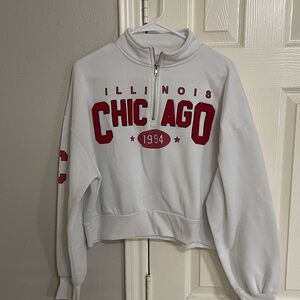 Chicago 1994 White and Red Women's Crop Top Sweatshirt